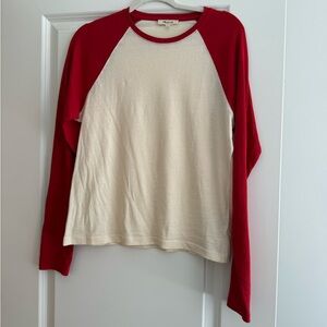 Madewell Red and White Baseball Long Sleeve Top- Vintage Jersey